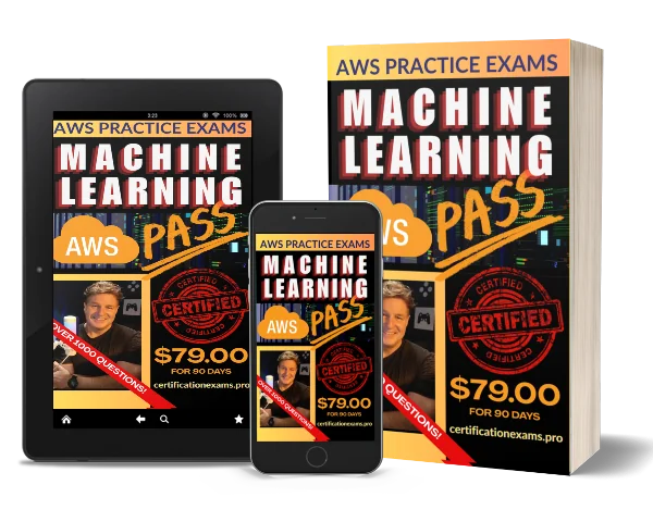 AWS practice exams cover shown on tablet and book